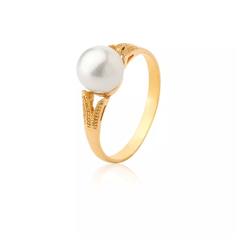 Anel de Pérola Natural em Ouro 18k